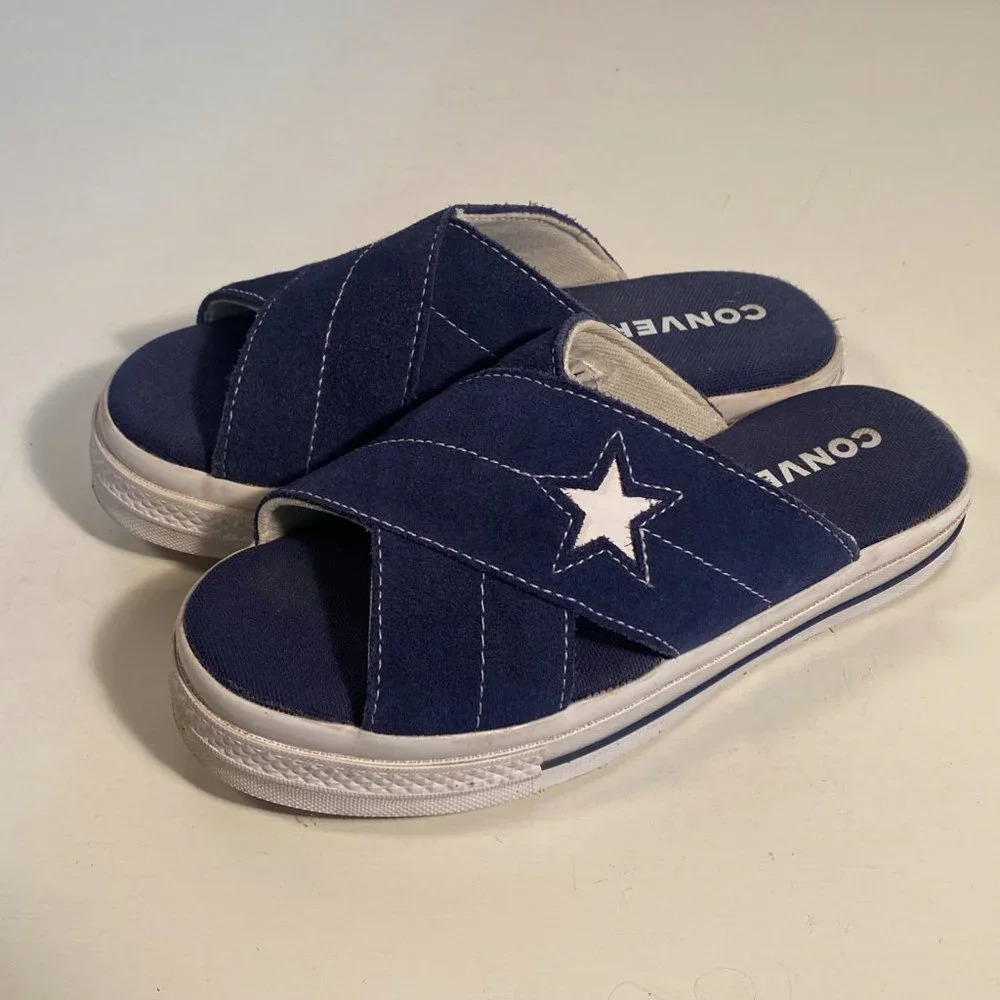 Converse One Star Slip on Blue Slide Sandals Women Size 5 - Picture 3 of 8